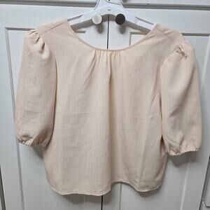 Treasure & Bond Blush Pink Puff Sleeve Blouse Medium Textured Short Sleeve Top